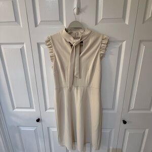 Maggy London Cream Tie-Neck Midi Dress